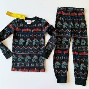 Hanna Andersson Kids Holiday Dino Fair Isle Pajama 4T or 5T